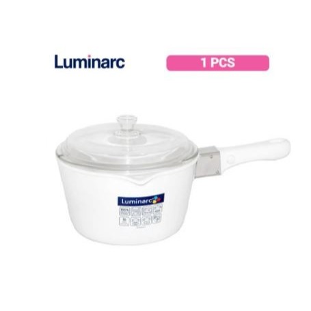 Panci Masak Saucepan Kaca Luminarc Vitro White Tutup 1,5 Liter