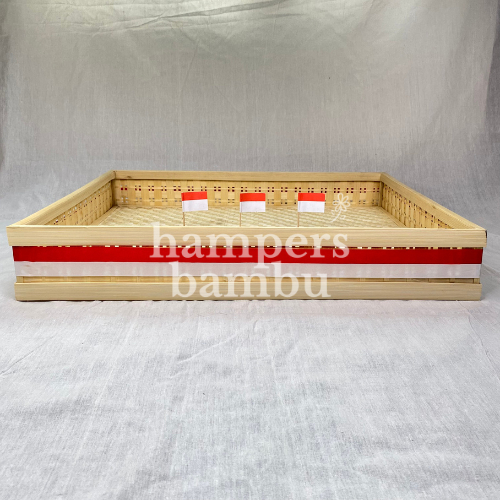 Tampah Tumpeng 17 Agustus / Anyaman Bambu Kotak / Nampan Bambu Besar