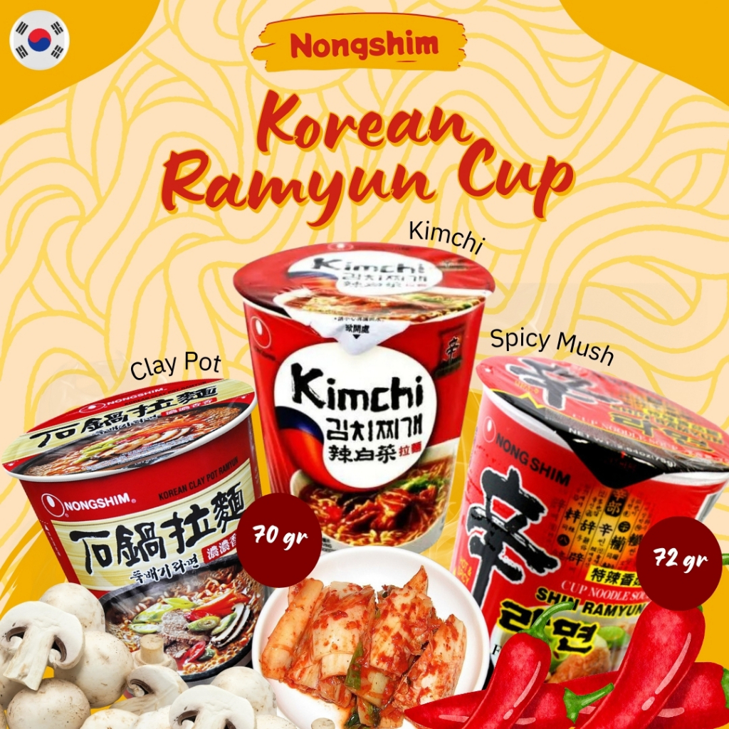 

Nongshim Korean Ramyun Cup Mie Korea Kimchi Spicy Claypot