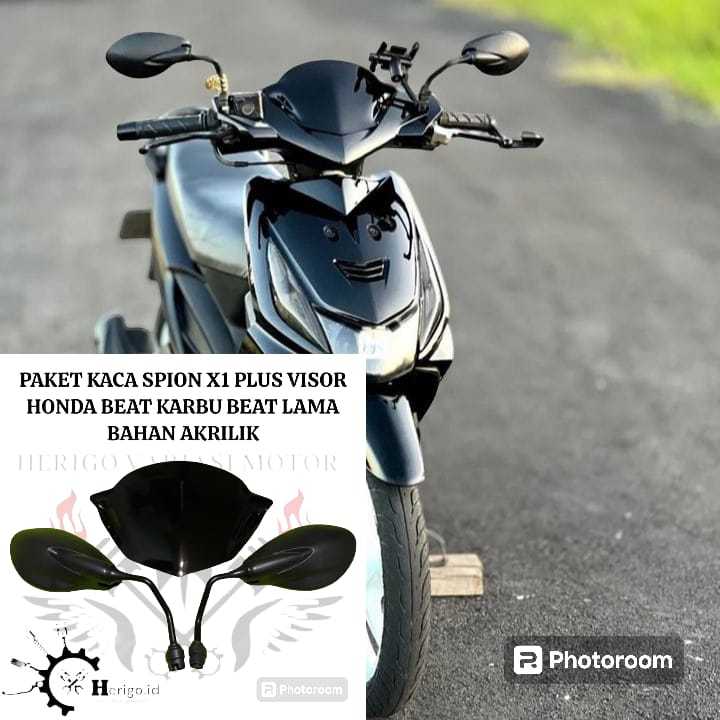 PAKETAN VARIASI KACA SPION X 125Z 125ZR UNIVERSAL PLUS VISOR BAHAN AKRILIK PNP HONDA BEAT LAMA BEAT 