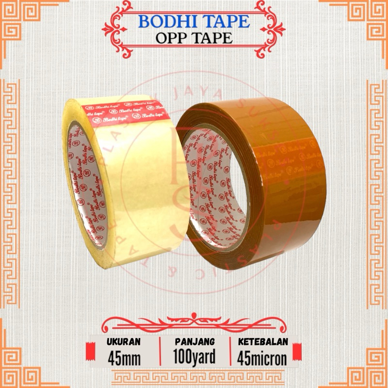 

Opp Tape + Lakban bening coklat + Lebar : 45mm / 1,8inci + Varian Panjang : 80yard 90yard 100yard + Bodhi Tape Ekonomis