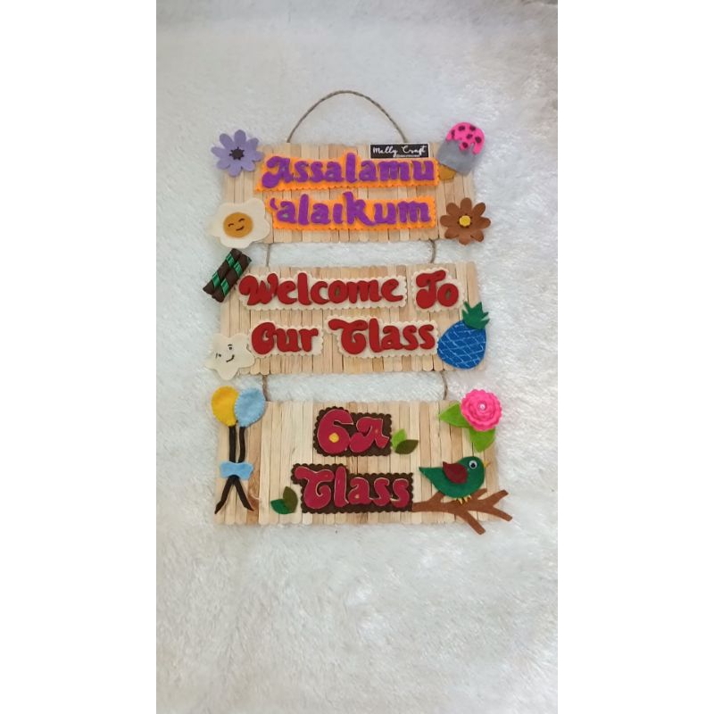 hiasan dinding nama anak kain flanel stik es krim murah bisa COD