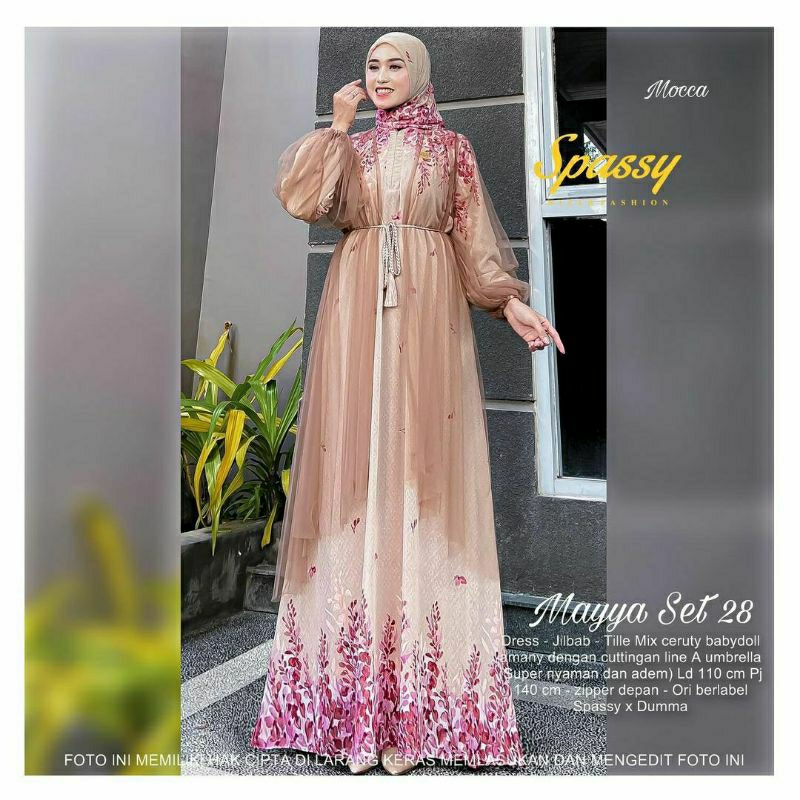 GAMIS PESTA MEWAH ELEGAN SET HIJAB / R FASHION / TERMURAH / TERLARIS / COD BAYAR DITEMPAT / FLASH SA