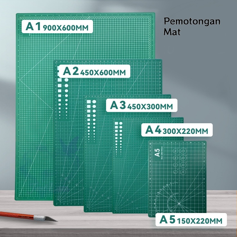 

Tiga lapis Dua sisi Alas Potong Kertas A1 | A2 | A3 | A4 Three-layer Cutting Mat Hijau&Hitam&Pink