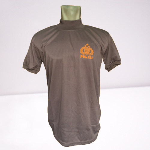 Kaos Polisi Leher Tinggi-Kaos Coklat Polisi Leher Tinggi