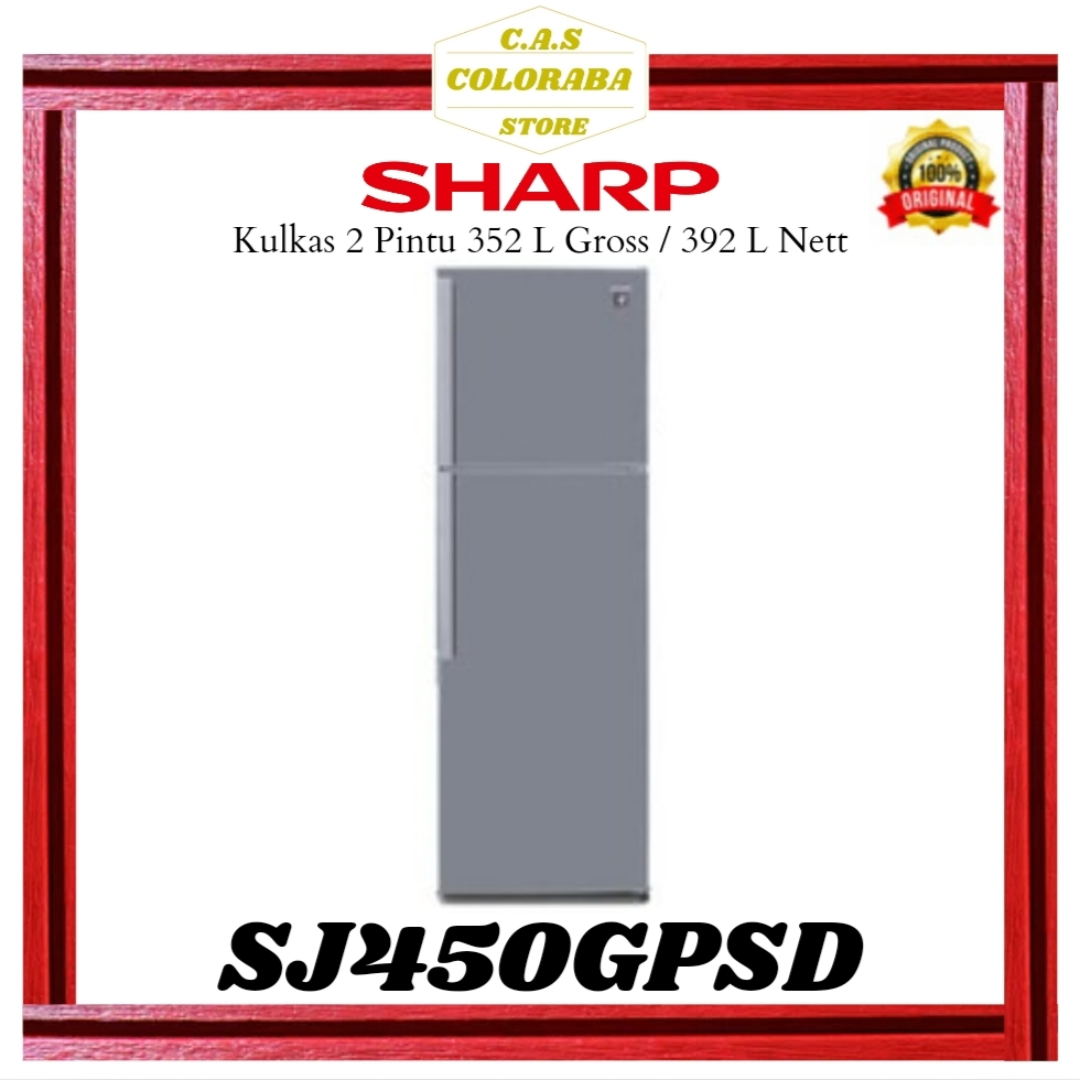 KULKAS SHARP SJ456GIMS KULKAS 2 PINTU 329 L SJ456GI SJ456 SJ-456GI-MS SJ-456 SJ-456GI
