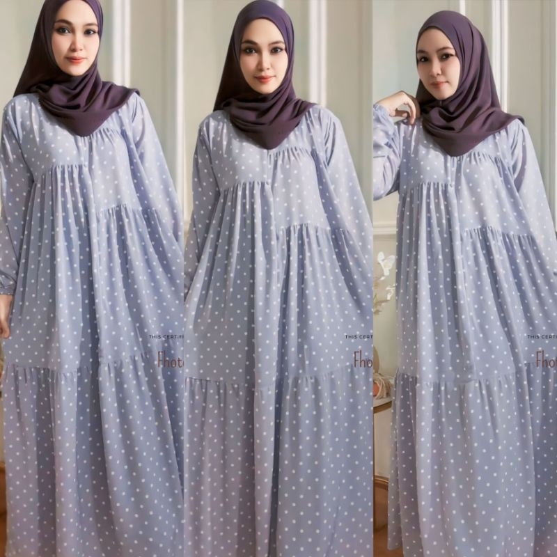 Amira Dress Crinkle Mango Yoryu Gamis Crinkle Motif Polkadot Dress Mango Yoryu Crinkle Dress Polka