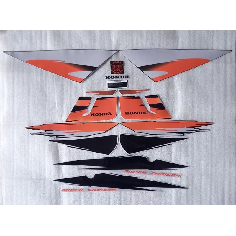 Striping polet sticker stiker list lis tiger lawas tilas millenium body silver hitam bukan tosca
