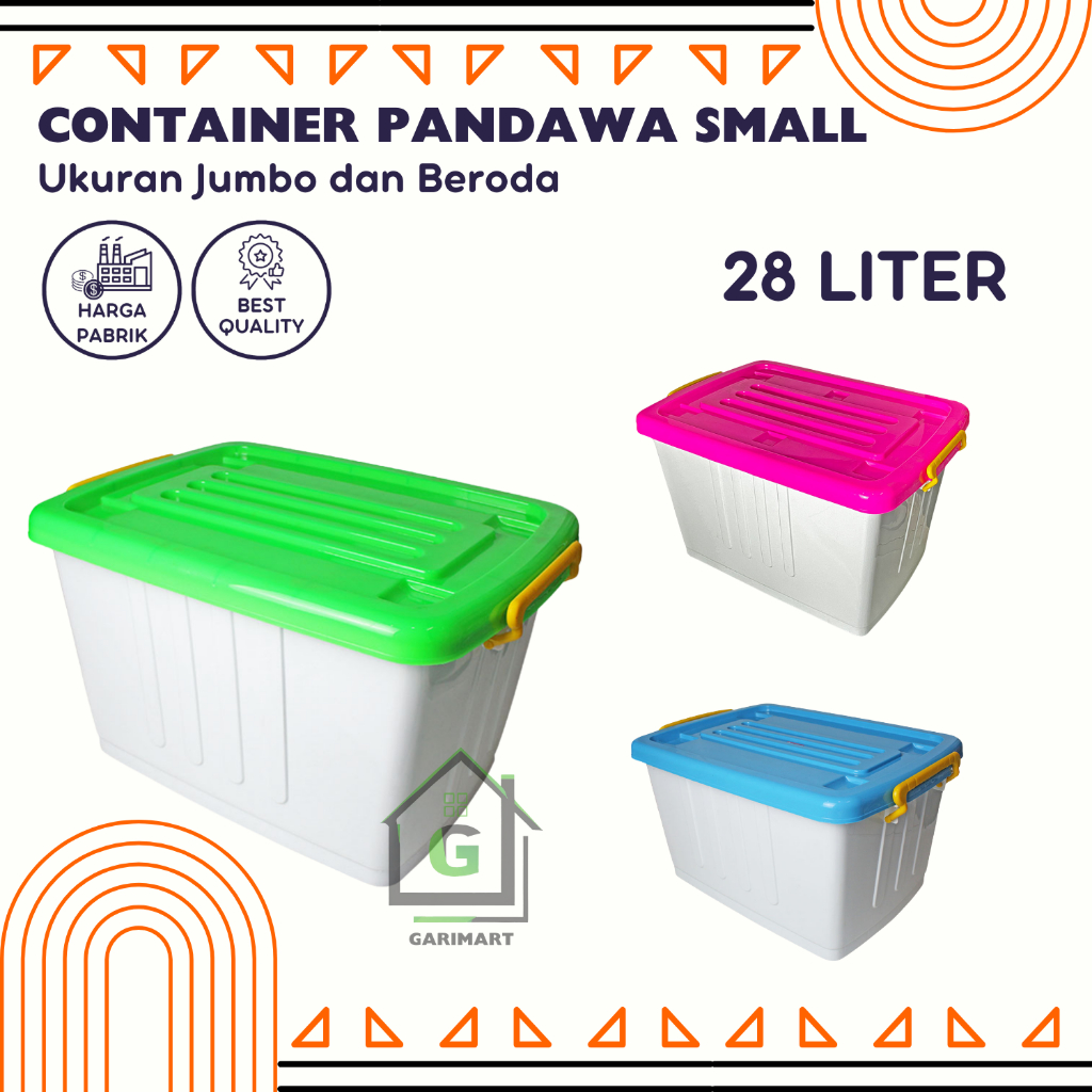 Container Box Roda Plastik Jumbo 28 Liter Kotak Penyimpanan Barang