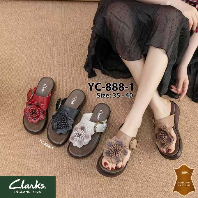 Sendal Clarks YC888-1 Flowers Fitflop Sandal / sendal wanita kulit asli