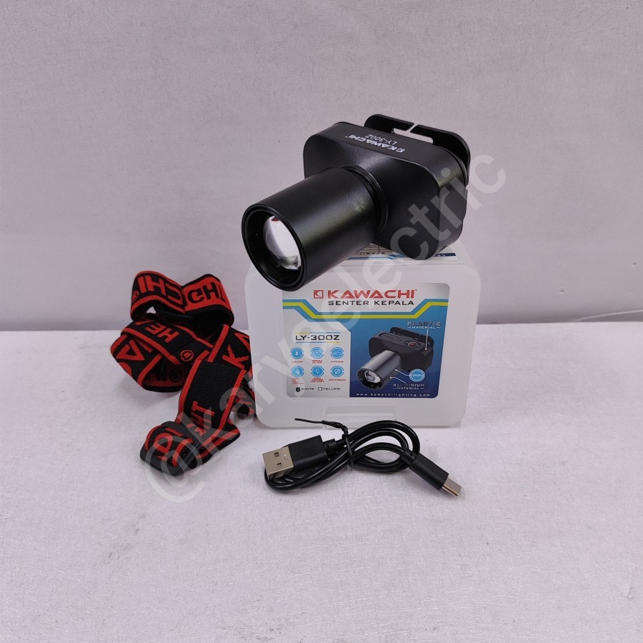 Senter Kepala Led Kawachi LY-300Z Senter Zoom Headlamp Charge 30watt