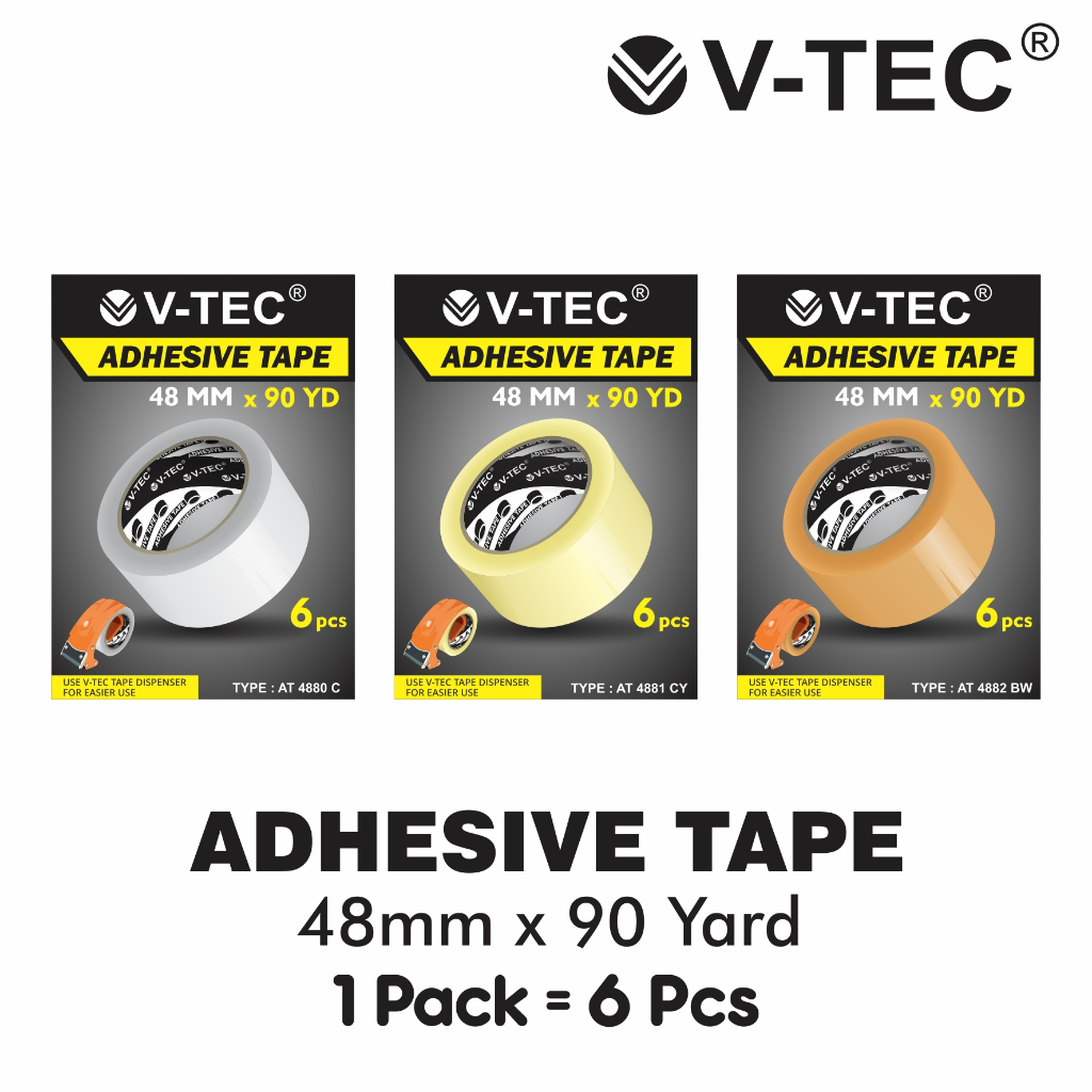 

V Tec Lakban Bening 90Yard Isolasi selotip clear tape 48MM Daya Lengket kuat lakban coklat Fragile - Lakban V TEC 48mmx90y