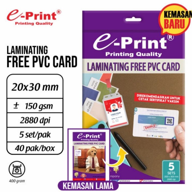 

KODE A64A Laminating Pvc Card EPrint Pvc Card Free Laminating A4 2x3 Cm