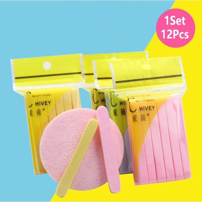 Sponge Stick 12pcs / Compressed Facial Sponge / Spons Chivey