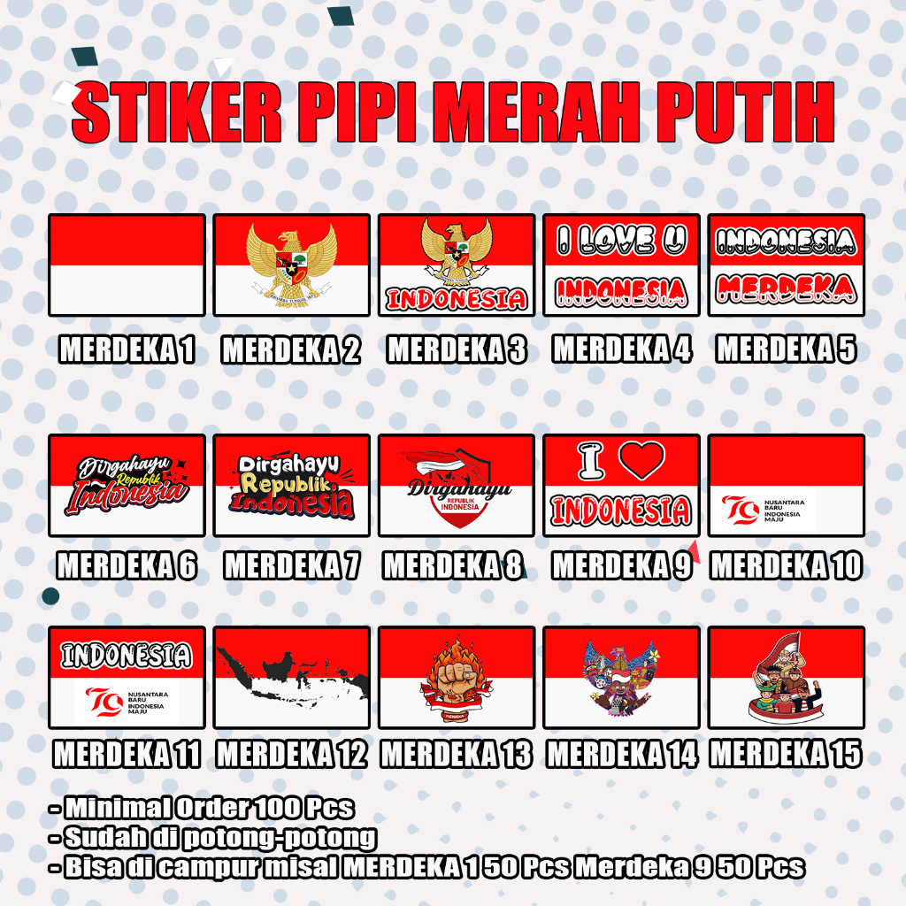 

Stiker/sticker Pipi Merah Putih isi 100 Pcs