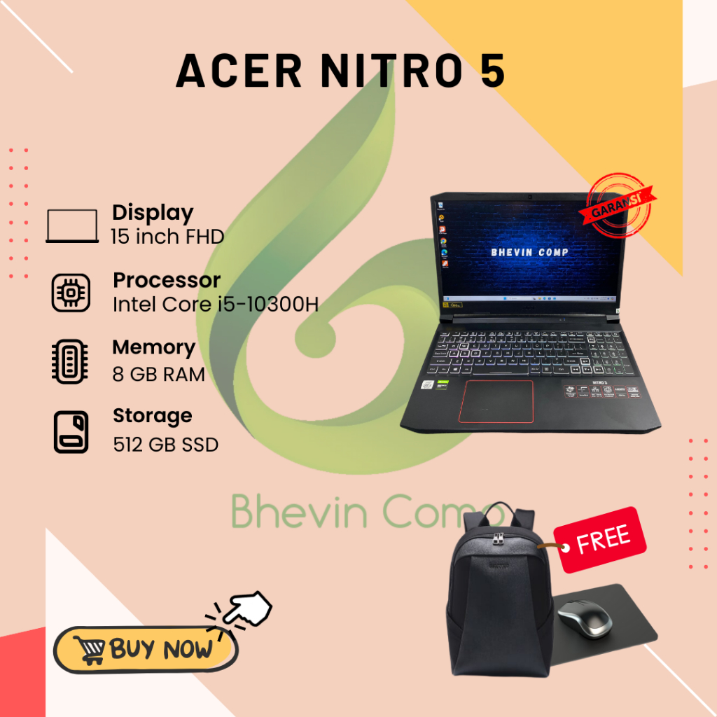 ACER NITRO 5 INTEL CORE i5-10300H RAM 8GB SSD 512GB