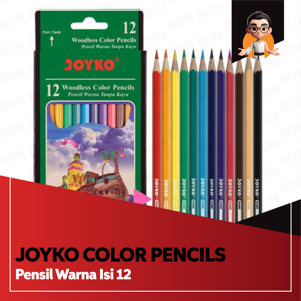 

Joyko Pensil Warna Woodless Color Pencils Hexagonal Grip 12 warna CP-103