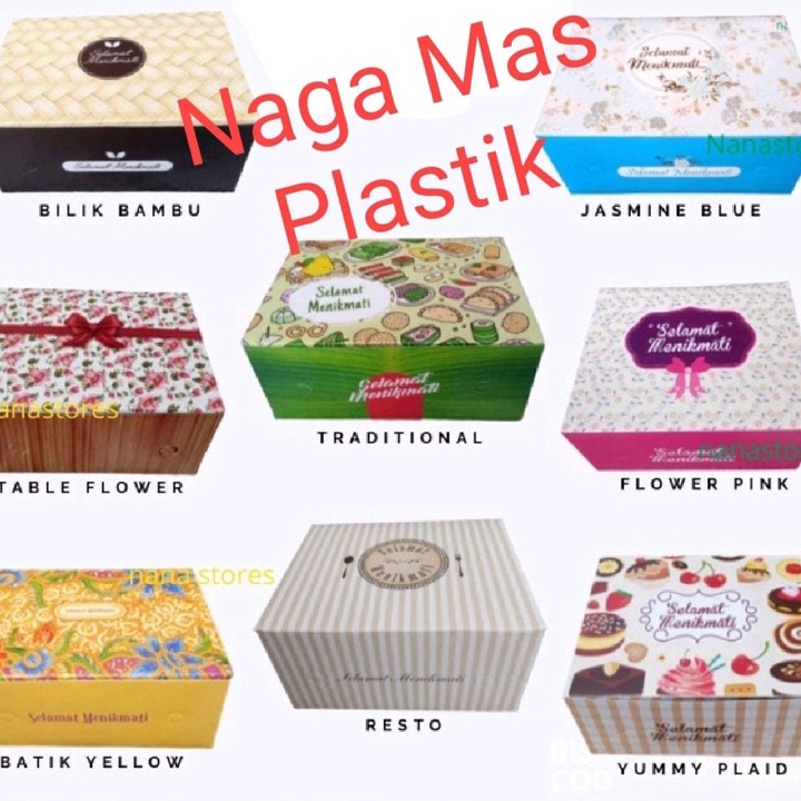 

Langka Dus Kue Box Snack Ukuran 12x12 12x14 12x16 motif Per 1pak isi 1 lbr