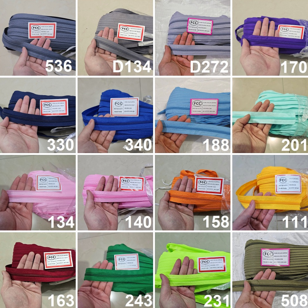 Daun Resleting Roll Warna Gigi Halus No 5 Coil 1 yard Resleting Tas Zipper Rollan Resleting Nylon j 
