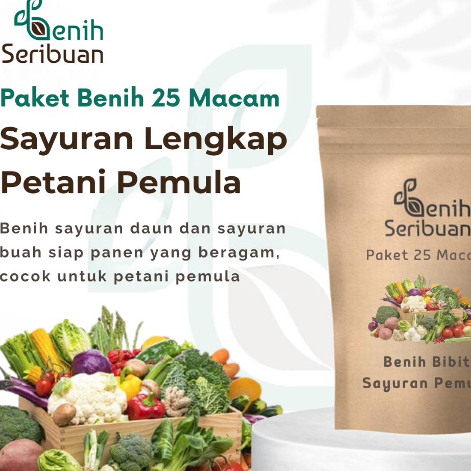 KF7 Bibit Sayuran Lengkap 25 Macam Benih Sayuran Pemula Hoponik 3 Panen Kangkung Cabe Sawi Terong To