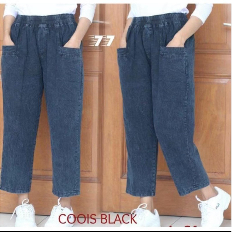 MONICA BAGGY PANTS - Celana Baggy Pants Snow / Celana BOYFRIEND JEANS  Bahan Jeans Wash