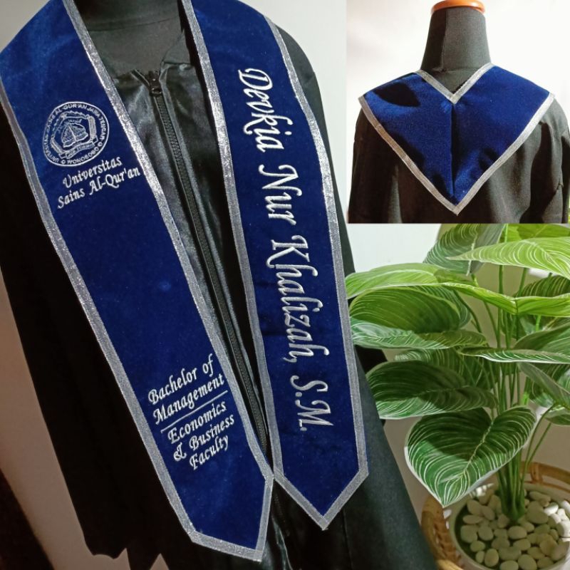 LEHER M (LEHER LANCIP BELAKANG) SLEMPANG WISUDA BLUDRU/2 LAPIS KAIN/LOGO/BEBAS CUSTOM