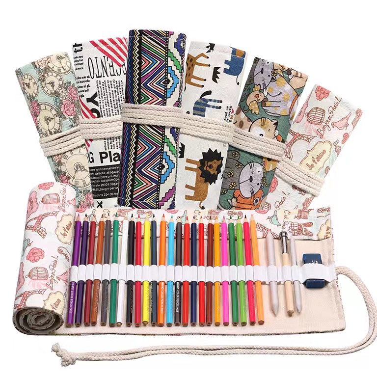 

KODE A72Y Bohemian Tas Pensil Gulung Canvas 36 Slot Ukuran 46x2cm Colour Pencil Case Slots Tas Tempat Pensil Warna Gulung Canvas