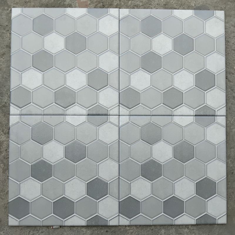 KERAMIK 40x40 HEXAGON MARMER WHITE CARARA - GREY MATT