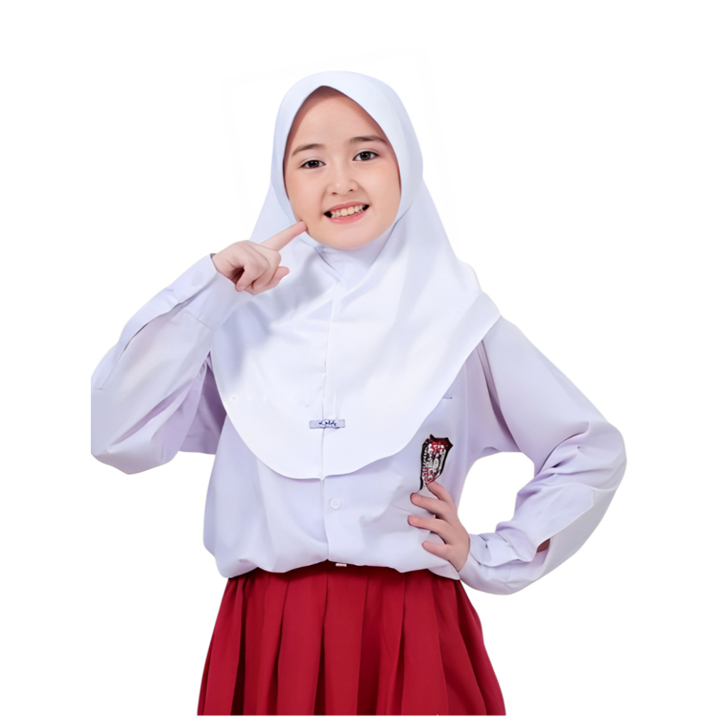 Kerudung instan anak sekolah SD 5-12thn oval pinguin kerudung anak bergo hamidah jersey KeenanHIjabO