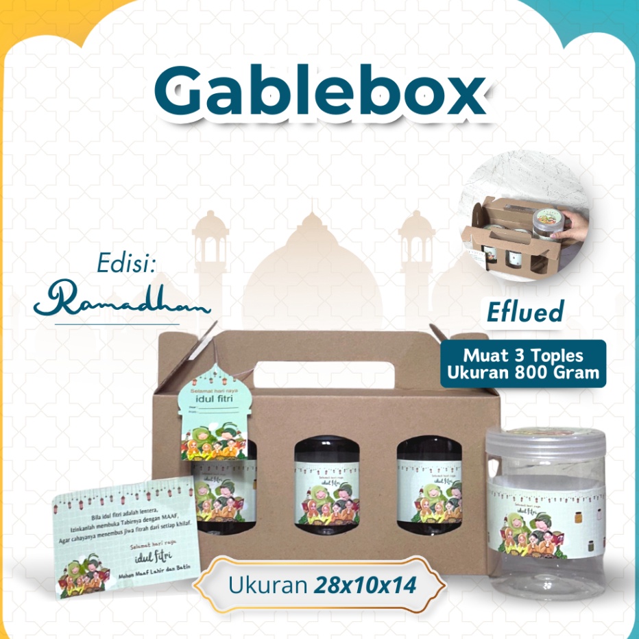 

KP8 Set EFLUTEGable Box 28x1x14 cm Box Toples Kue Toples 8gram Isi 3 Dus jinjing Box tenteng