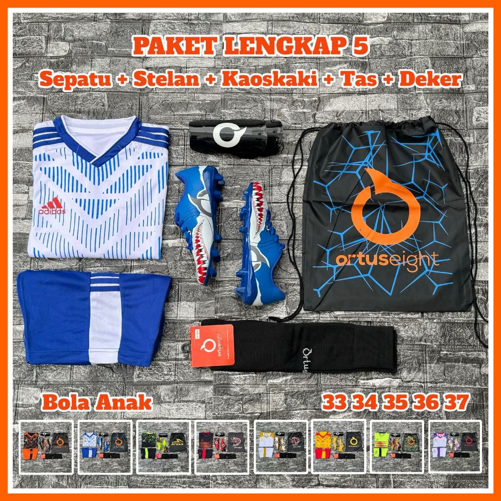 Sepatu Bola  Paket Komplit Ortus Hiu Anak  Junior