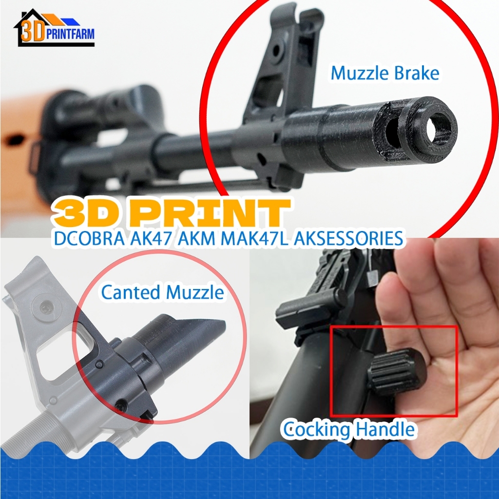 Aksesoris Muzzle Brake Flash Hider Mainan Tembak Spring Dcobra AK 47 AK 74