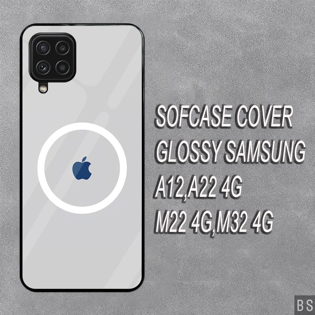 ( MK78 LOGO IPHONE  )Case Glossy HD SAMSUNG A12.A22 4G/5G.M22 4G.M32 4G Kamera Protector Kesing Sili