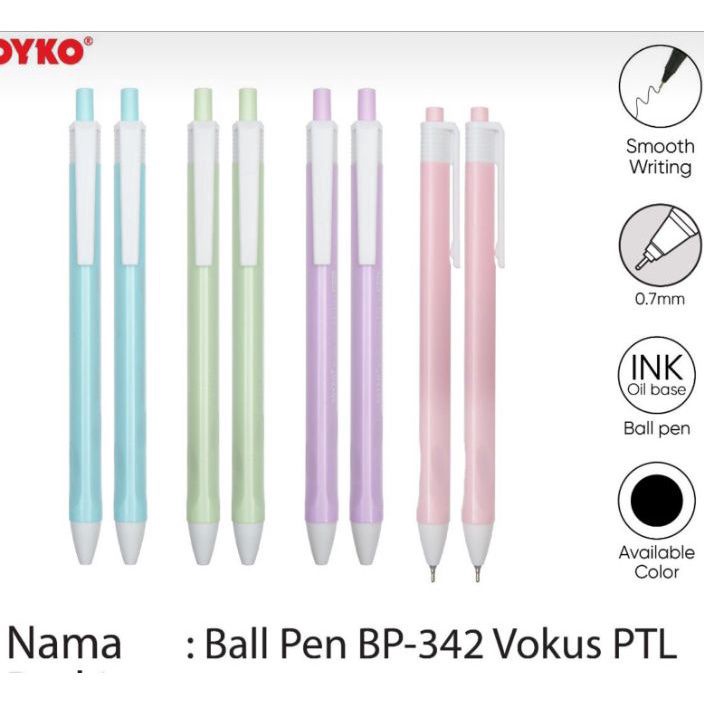 

Hemat Pulpen Joyko Bp342 Vokus PTL 7mm 1pak12pcs