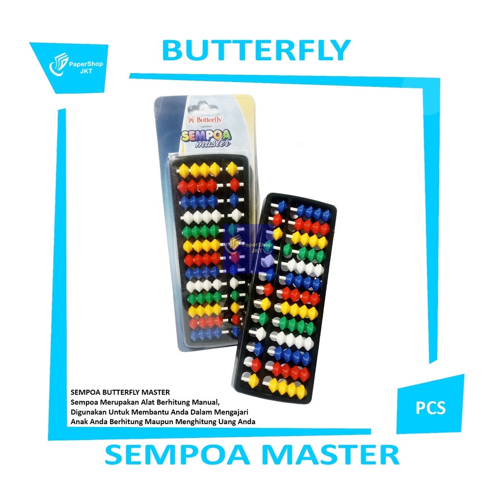 

KODE V53B BUTTERFLY BT Master Sempoa abacus Ukuran Besar Pcs