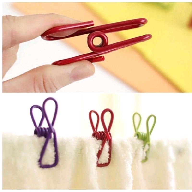 TERMURAH Klip Jepit Serbaguna/Klip Jepit Jemuran /Klip Jepit Besi Warna Warni /Jepitan Baju Stainles