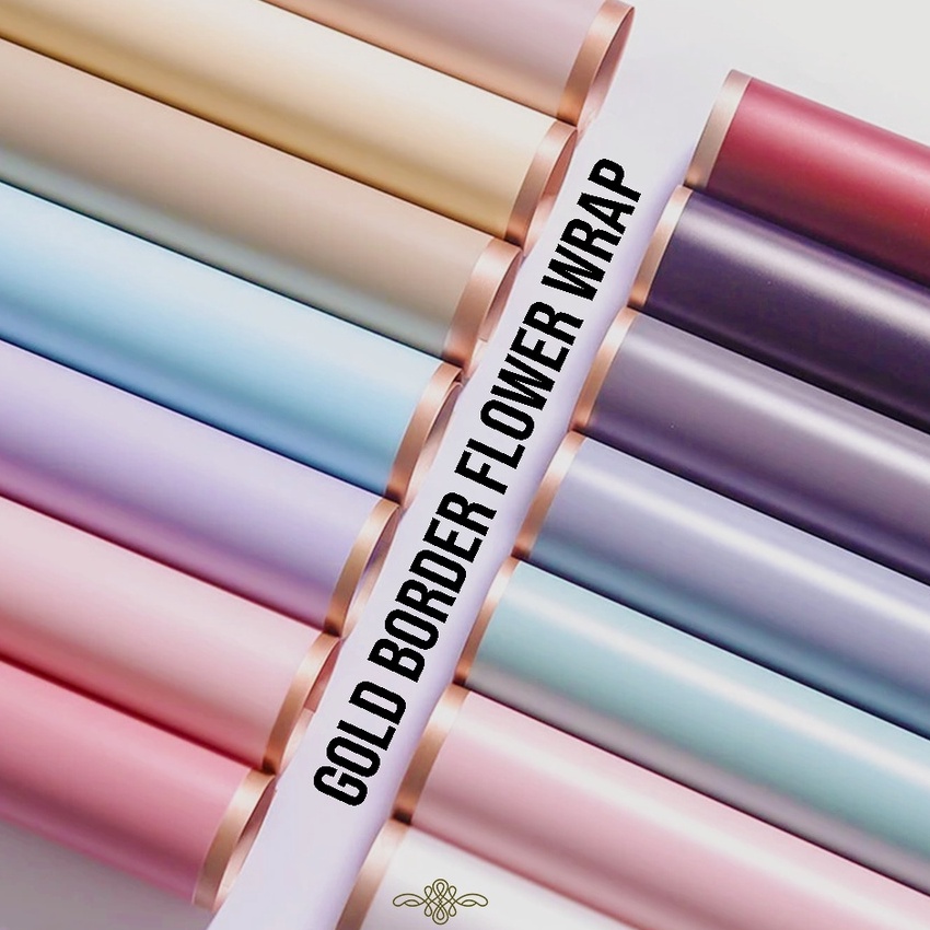 

KI3 2 Lembar Cellophane Gold Border Flower Wrap Kes Bunga Kes Cellophane IWF