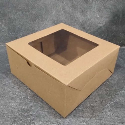 

Premium Dus Kaca Kraft Coklat 22x22x1 1pcs Dus Kue Laminasi