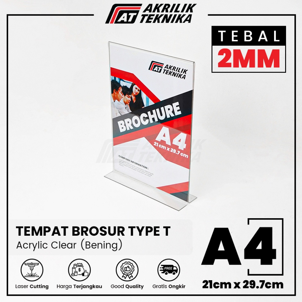 

New Deal Tempat Brosur Akrilik Tent Card Holder Qris Barcode Nomor Menu Meja Portrait T Ukuran A4 2mm