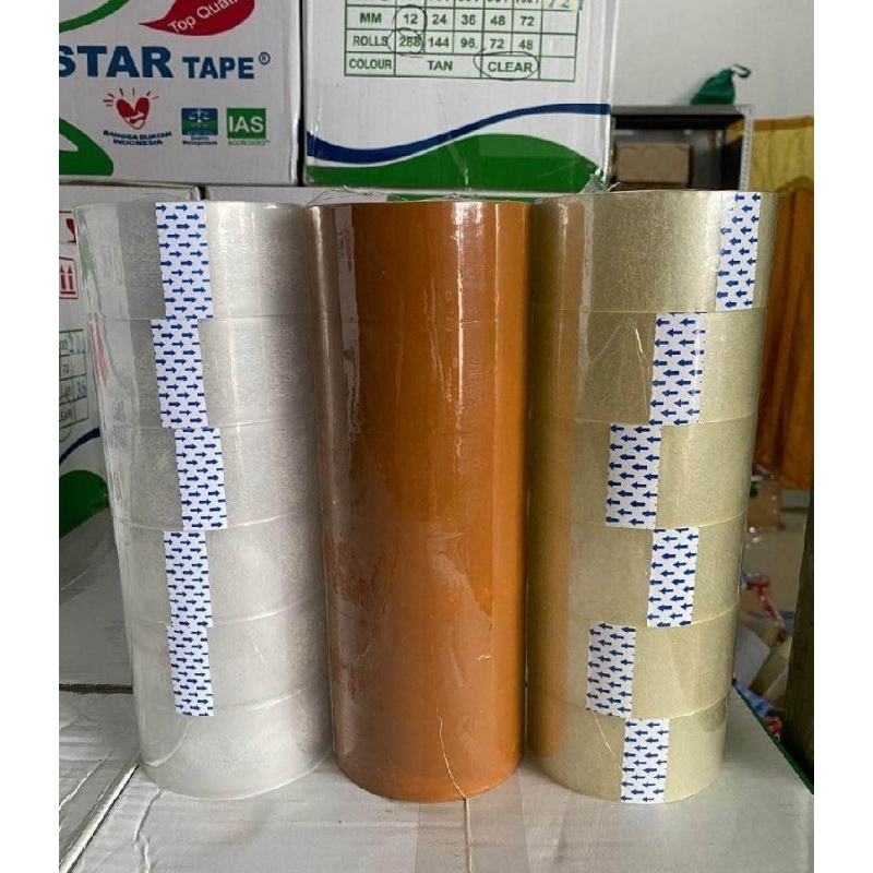 

lakban 72 yard x 45mm 1.slop isi 6.roll / bening dan coklat