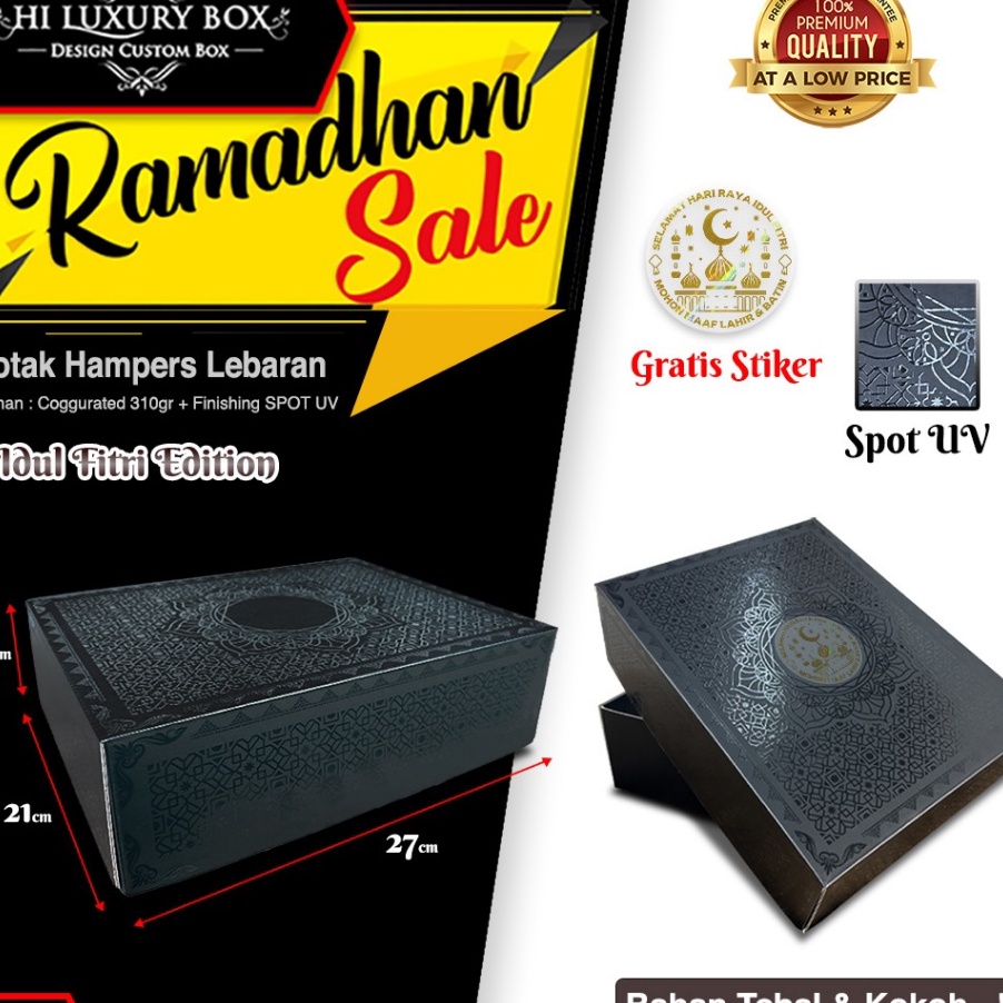 

KP8 Kotak Hampers Lebaran Box Kado Warna Hitam Mewah Box Lebaran Aestetic B97