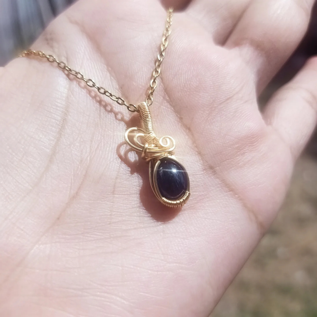 Kalung Liontin Tembaga Natural Blue Safir Afrika