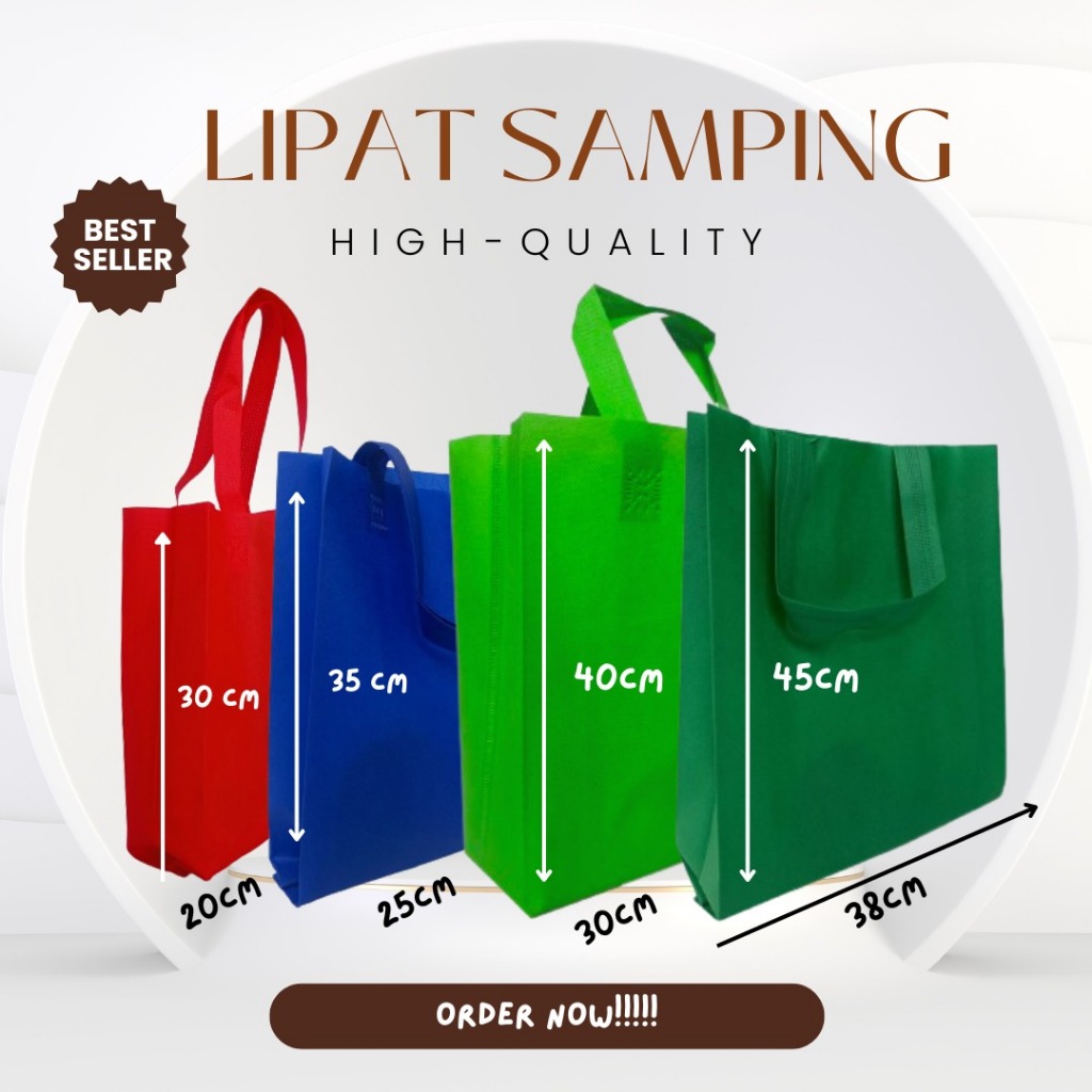 

Tas Spunbond Handle Hampers /Tas Belanja /tas Lipat Samping (LUSIN = 12 Pcs)