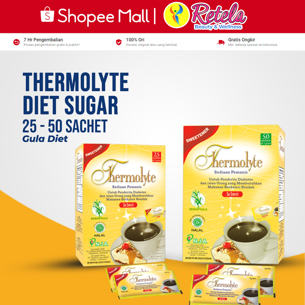 

Thermolyte Diet Sugar 25 - 50`S @ 1Gr\Pemanis Diet\Pengganti Gula\Gula Diet