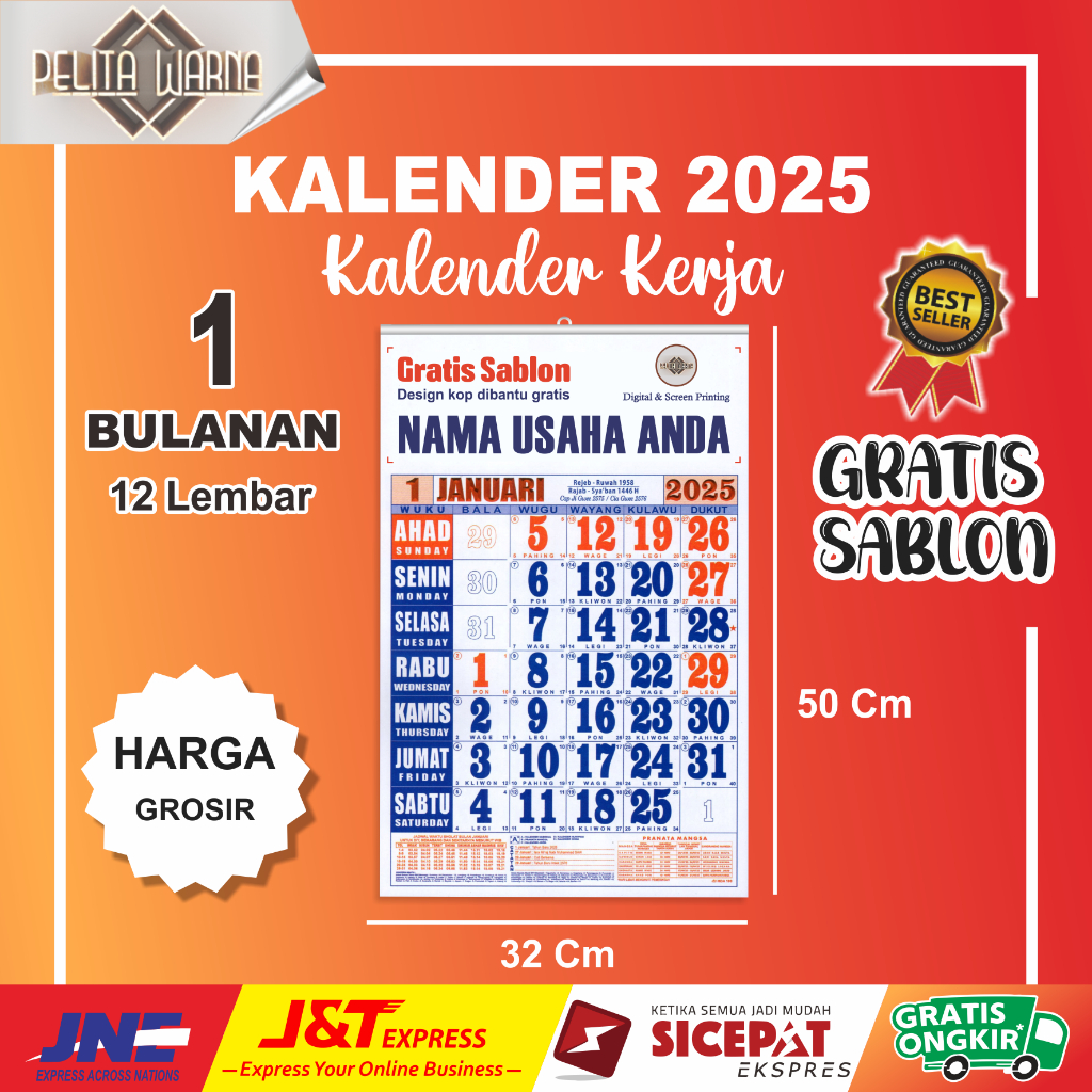 

Kalender 2025/Kalender promosi/sablon 2warna minim order 50pc