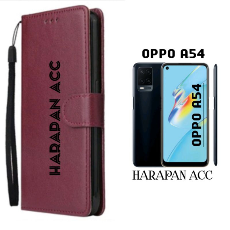 Case Oppo A54 Flip Cover Wallet Sarung hp Dompet Flip Cover Dompet Kulit Premium