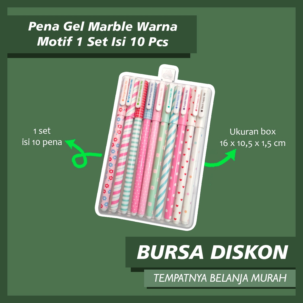 

Pena Marble Warna Warni 1 Set Isi 10 Pena Warna Motif Pulpen Bolpen Marble Bolpoin Pen