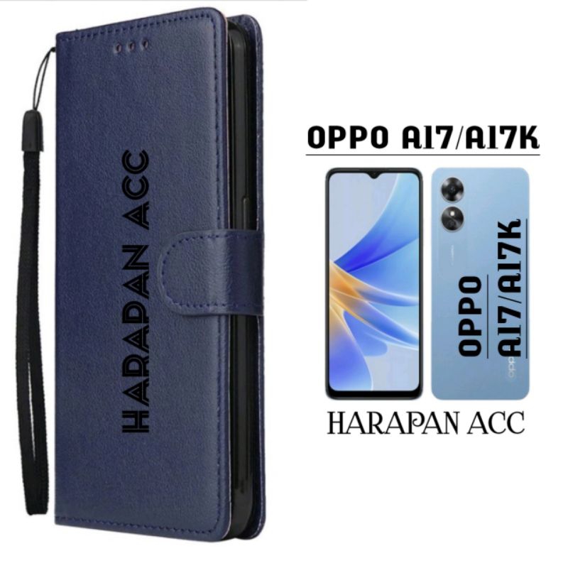 Case Oppo A17/A17K Flip Cover Wallet Sarung hp Dompet Flip Cover Kulit Premium