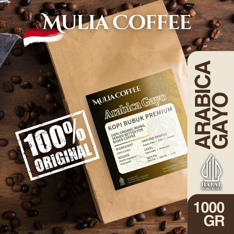 

Kopi Arabika Gayo Spesial Mulia Coffee Bubuk Halus 1000gr