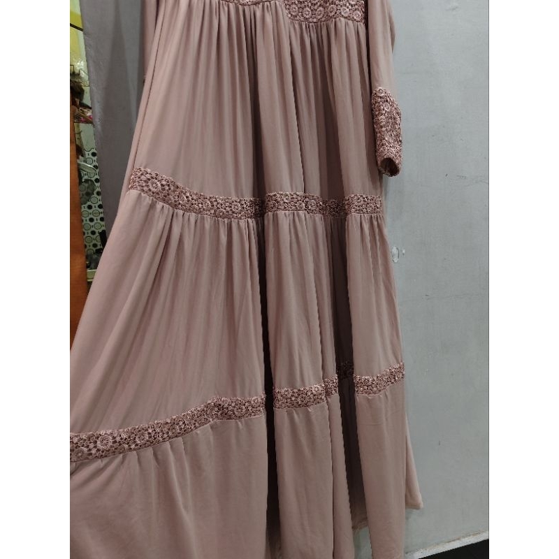 Gamis Brukat Pink Mauve